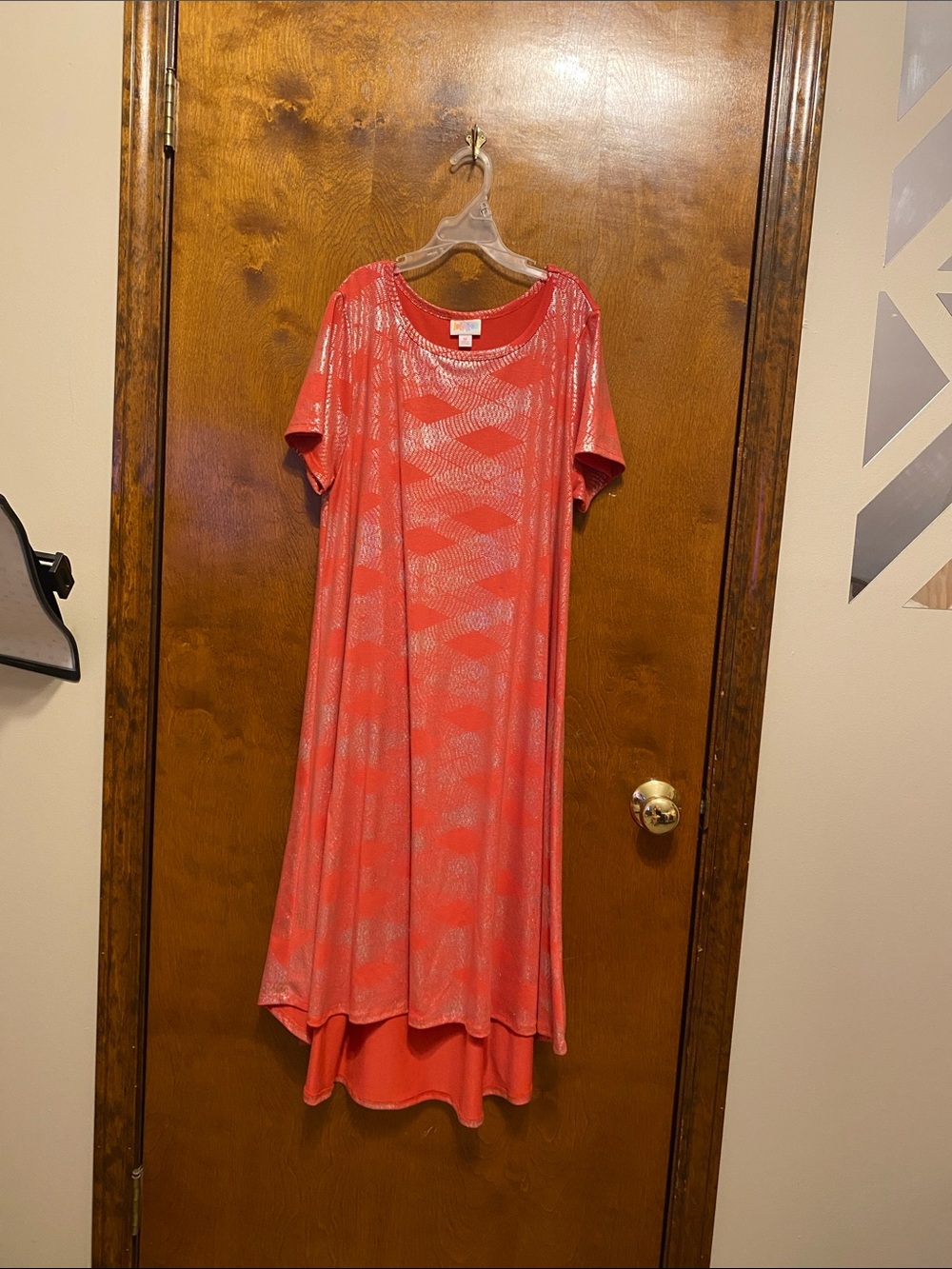 LuLaRoe Coral High-Low Short Sleeve Swing Dress